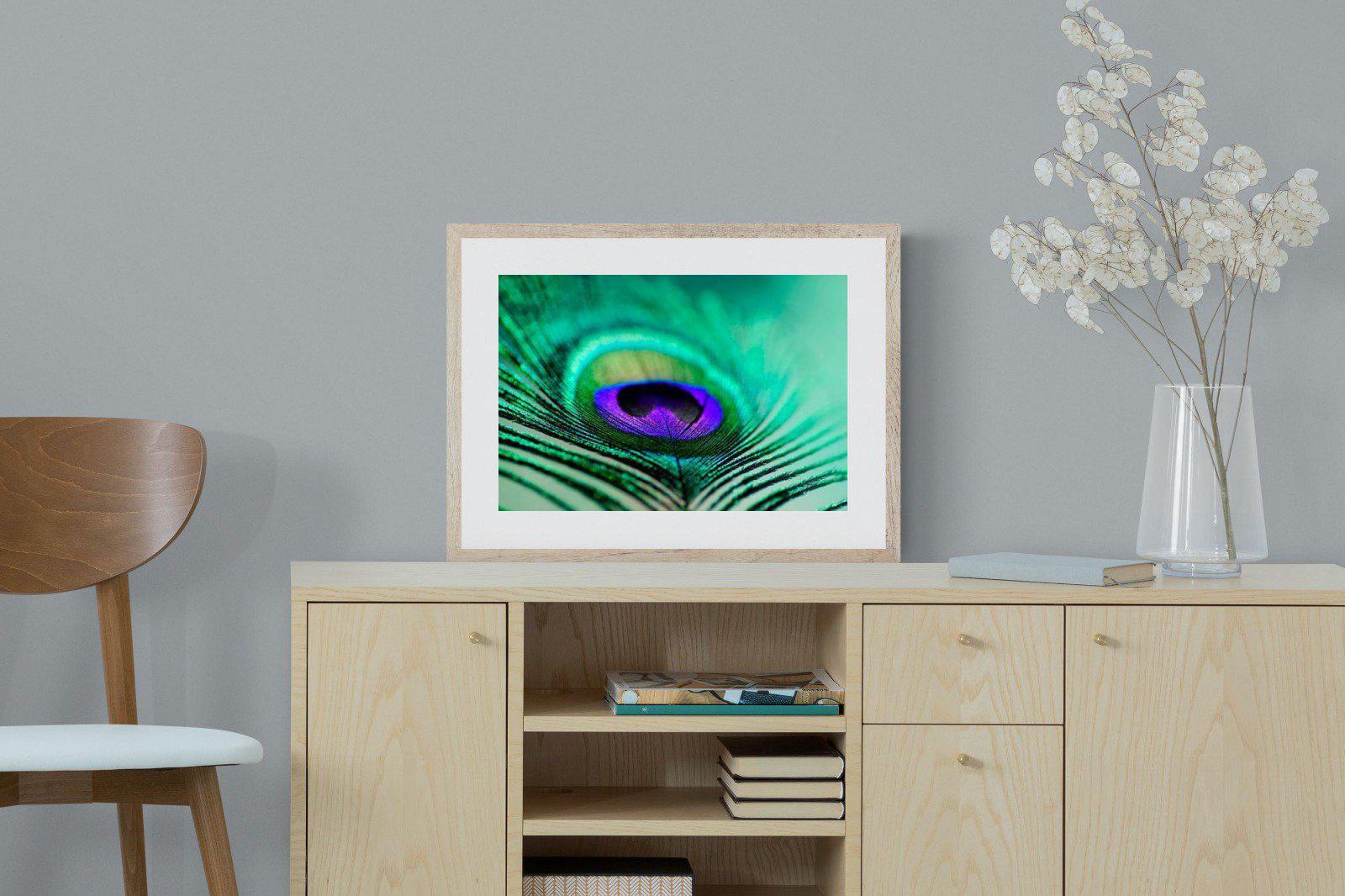 Peacock Feather-Wall_Art-60 x 45cm-Framed Print-Wood-Pixalot