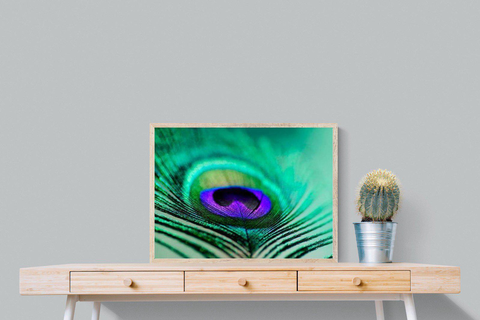 Peacock Feather-Wall_Art-80 x 60cm-Mounted Canvas-Wood-Pixalot