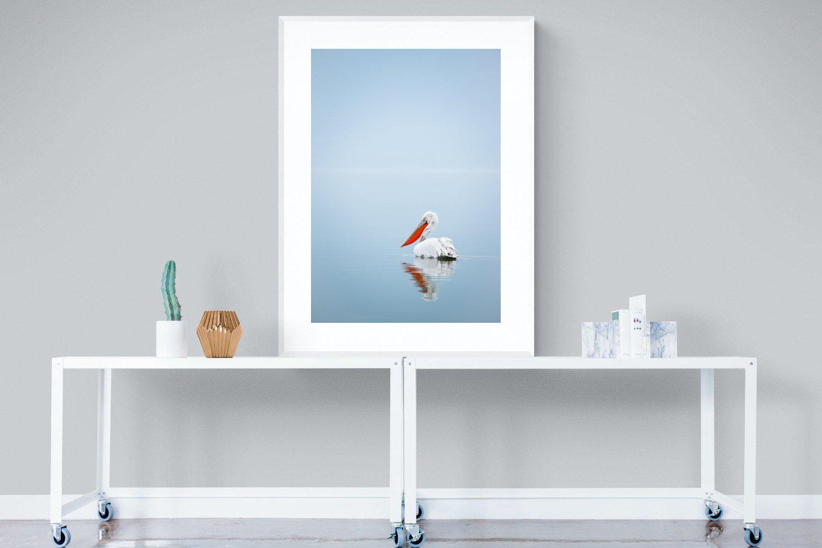 Pelican Blue-Wall_Art-90 x 120cm-Framed Print-White-Pixalot