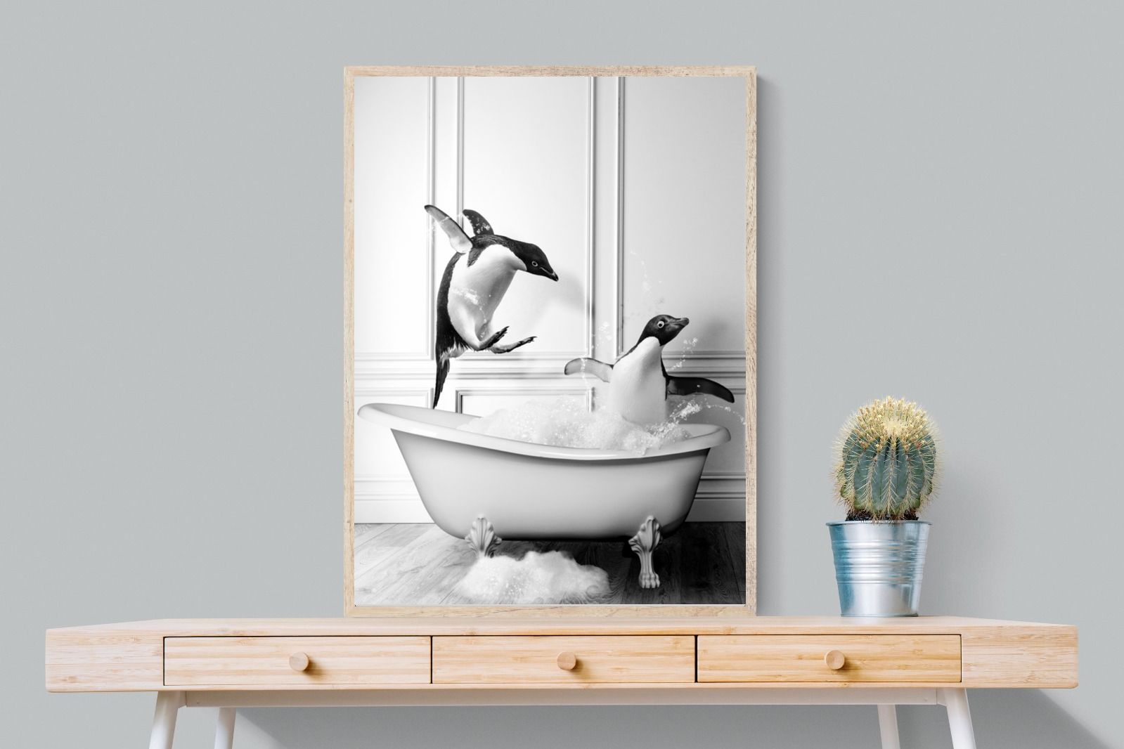 Penguin Tub-Wall_Art-75 x 100cm-Mounted Canvas-Wood-Pixalot