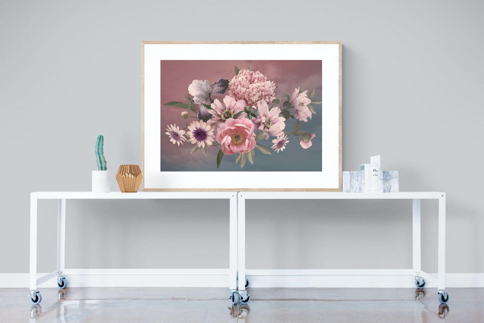Peonies & Iris-Wall_Art-120 x 90cm-Framed Print-Wood-Pixalot