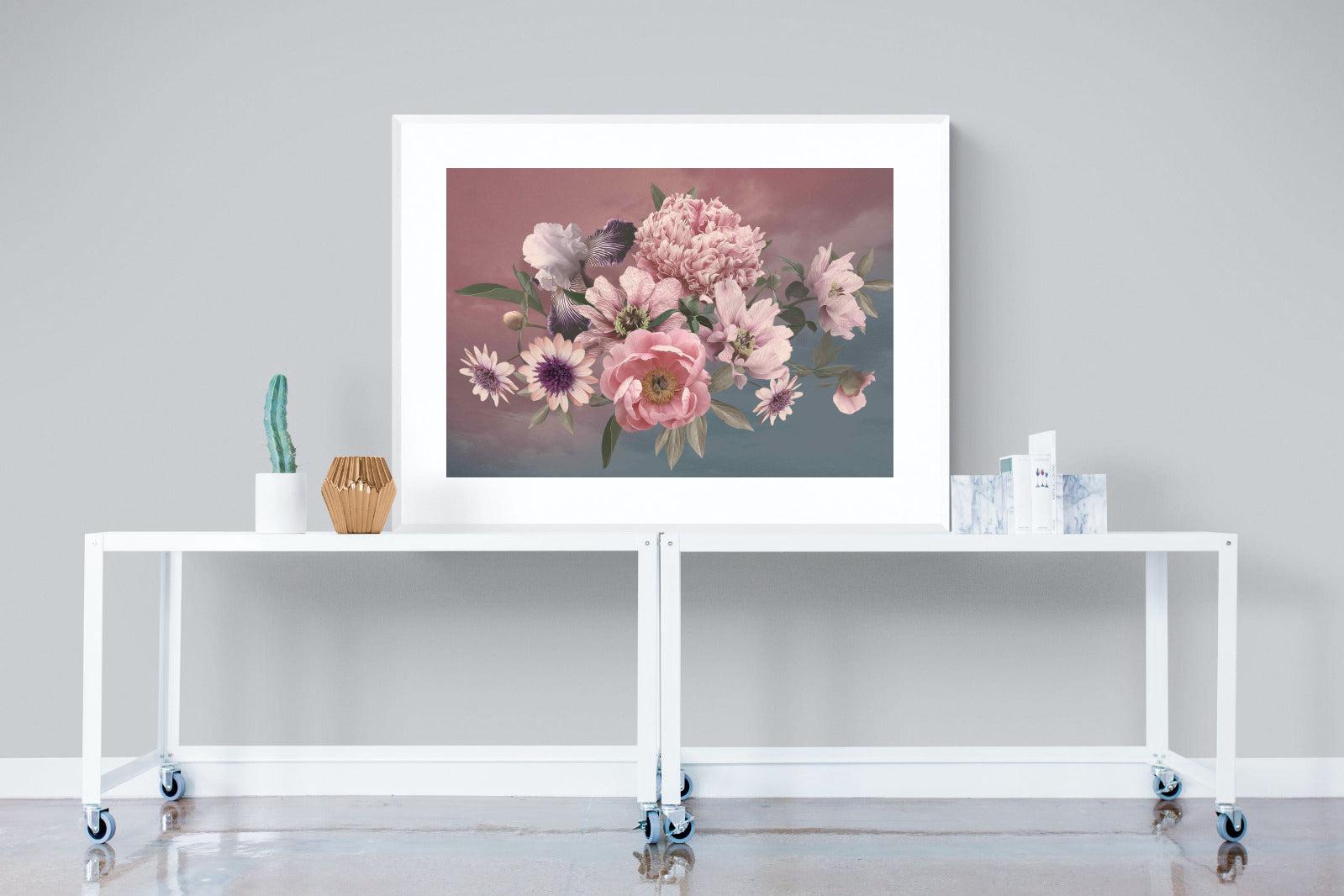 Peonies & Iris-Wall_Art-120 x 90cm-Framed Print-White-Pixalot