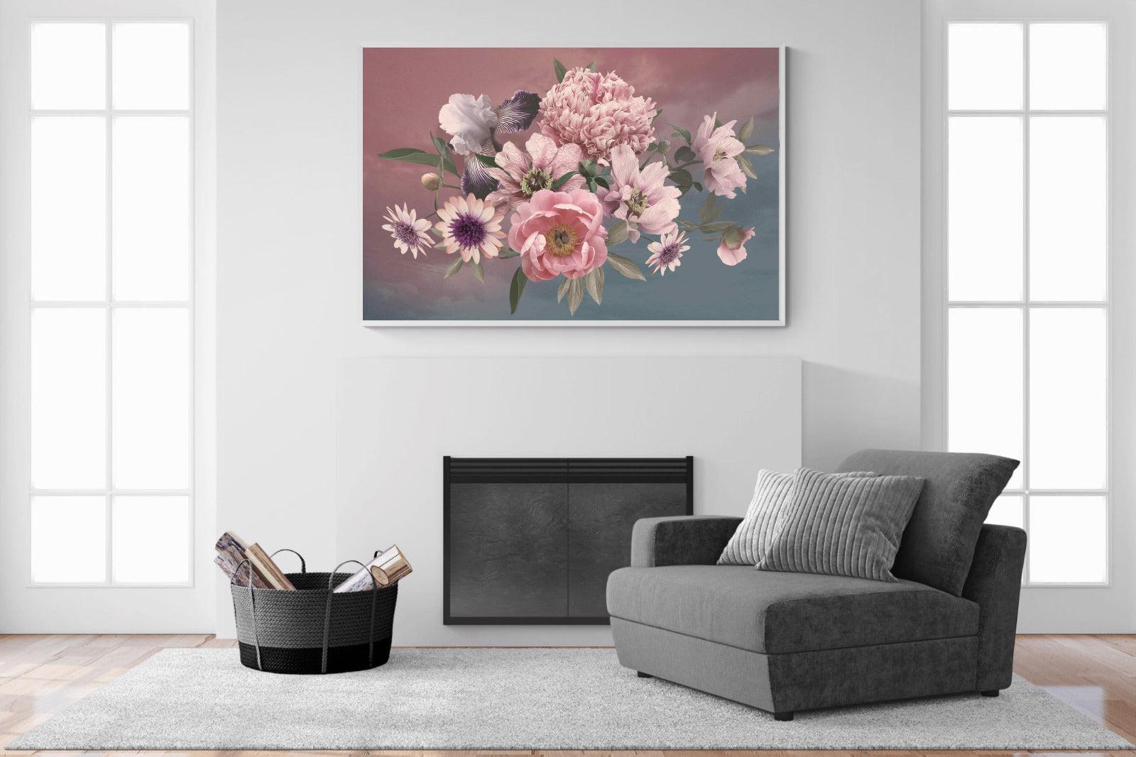 Peonies & Iris-Wall_Art-150 x 100cm-Mounted Canvas-White-Pixalot