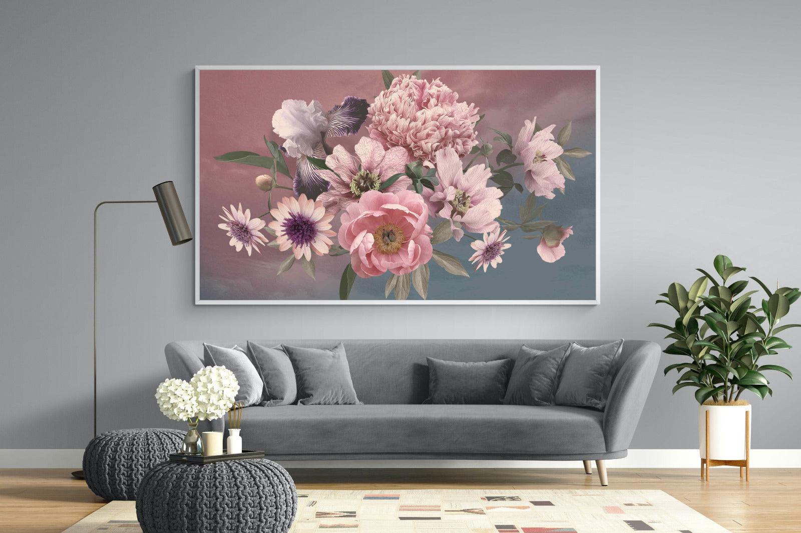 Peonies & Iris-Wall_Art-220 x 130cm-Mounted Canvas-White-Pixalot