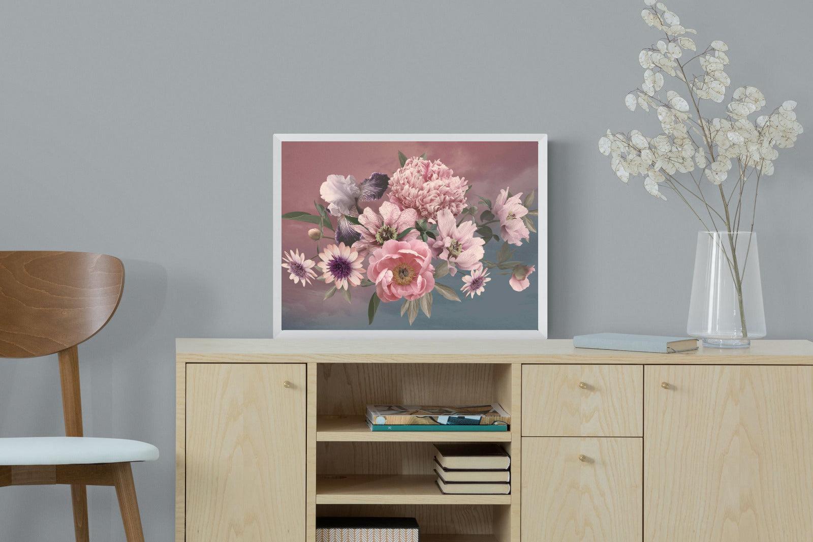 Peonies & Iris-Wall_Art-60 x 45cm-Mounted Canvas-White-Pixalot