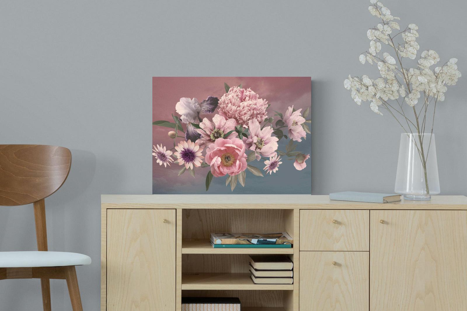 Peonies & Iris-Wall_Art-60 x 45cm-Mounted Canvas-No Frame-Pixalot