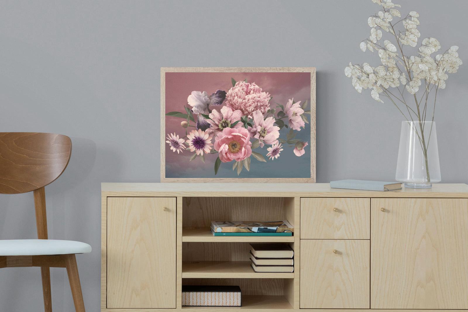 Peonies & Iris-Wall_Art-60 x 45cm-Mounted Canvas-Wood-Pixalot