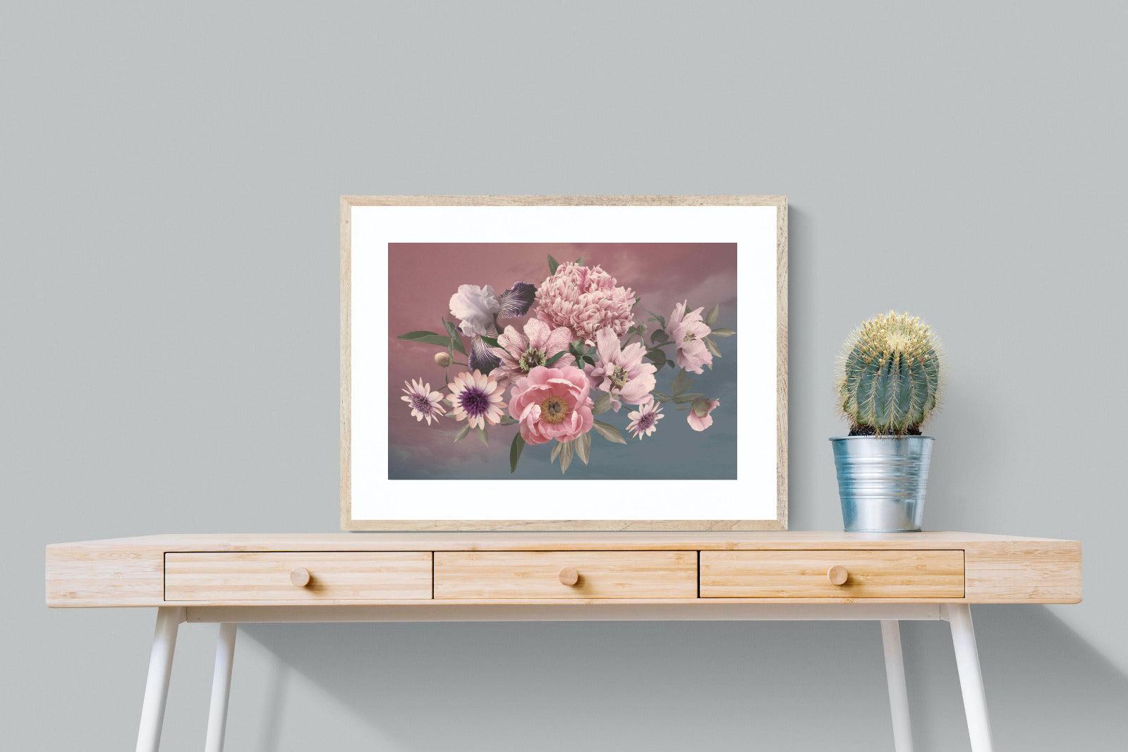Peonies & Iris-Wall_Art-80 x 60cm-Framed Print-Wood-Pixalot