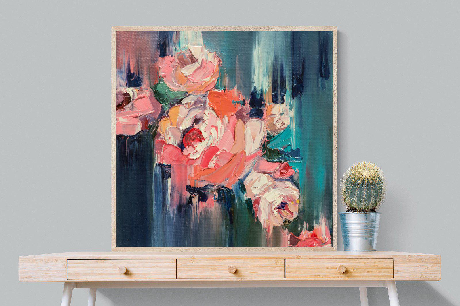 Peonies in Oil-Wall_Art-100 x 100cm-Mounted Canvas-Wood-Pixalot