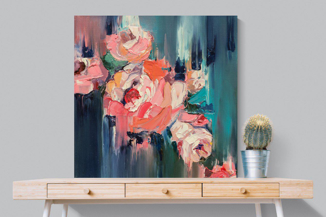Peonies in Oil-Wall_Art-100 x 100cm-Mounted Canvas-No Frame-Pixalot