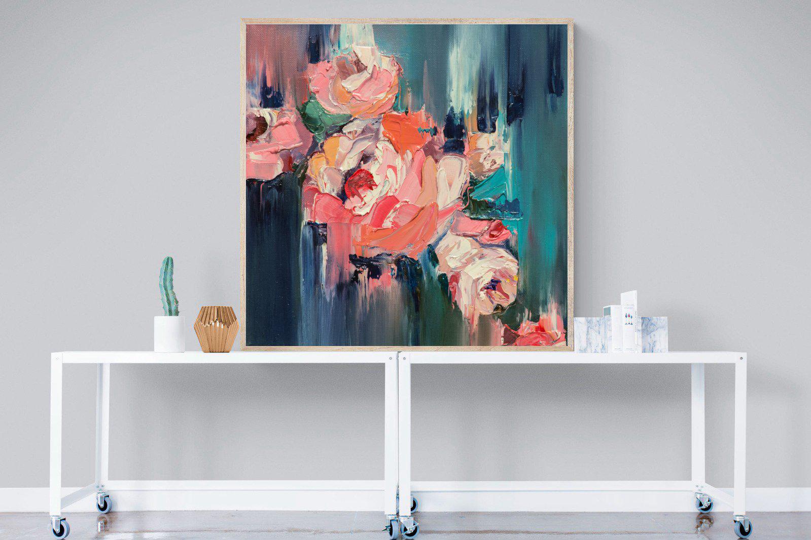 Peonies in Oil-Wall_Art-120 x 120cm-Mounted Canvas-Wood-Pixalot