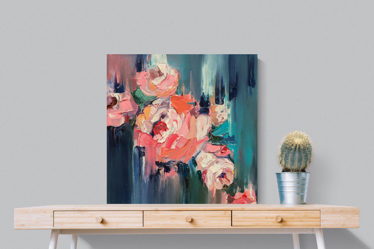 Peonies in Oil-Wall_Art-80 x 80cm-Mounted Canvas-No Frame-Pixalot