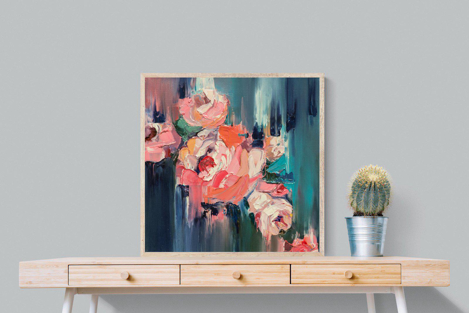 Peonies in Oil-Wall_Art-80 x 80cm-Mounted Canvas-Wood-Pixalot