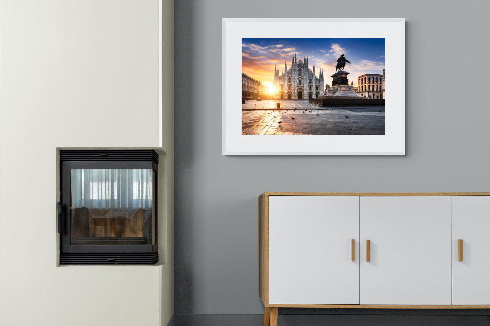 Piazza del Duomo-Wall_Art-100 x 75cm-Framed Print-White-Pixalot