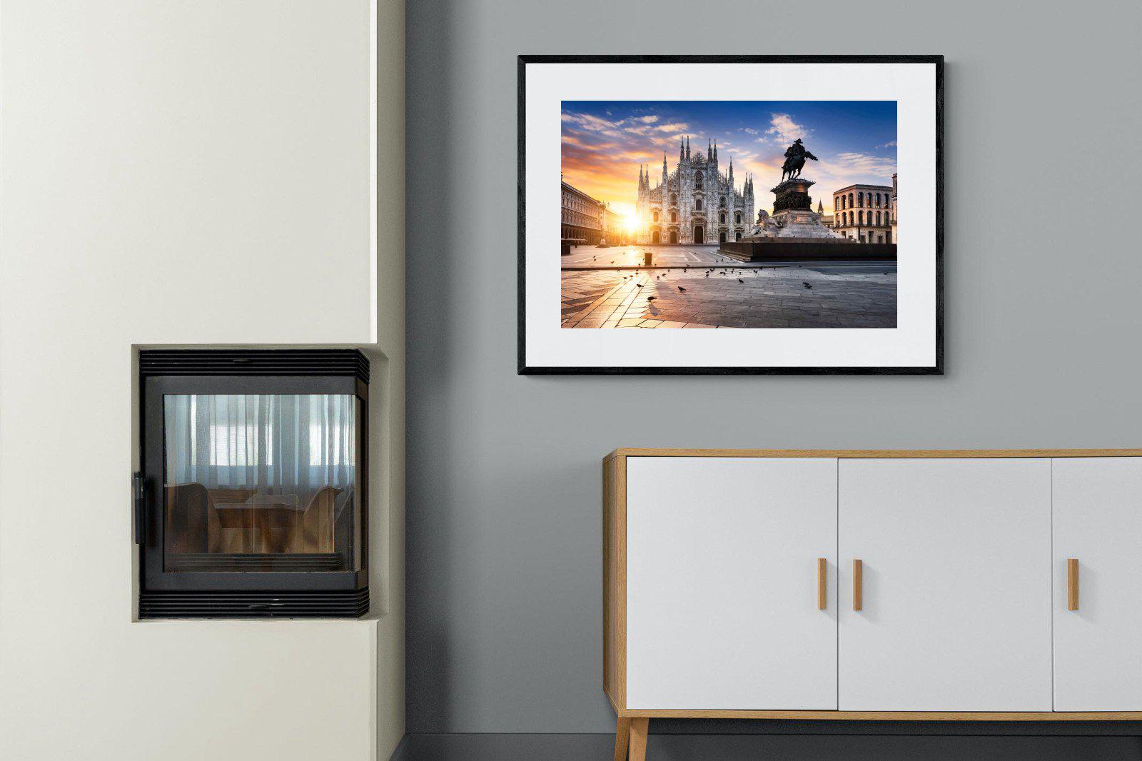 Piazza del Duomo-Wall_Art-100 x 75cm-Framed Print-Black-Pixalot