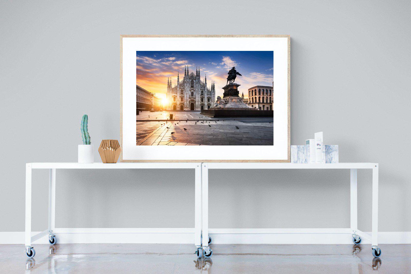 Piazza del Duomo-Wall_Art-120 x 90cm-Framed Print-Wood-Pixalot