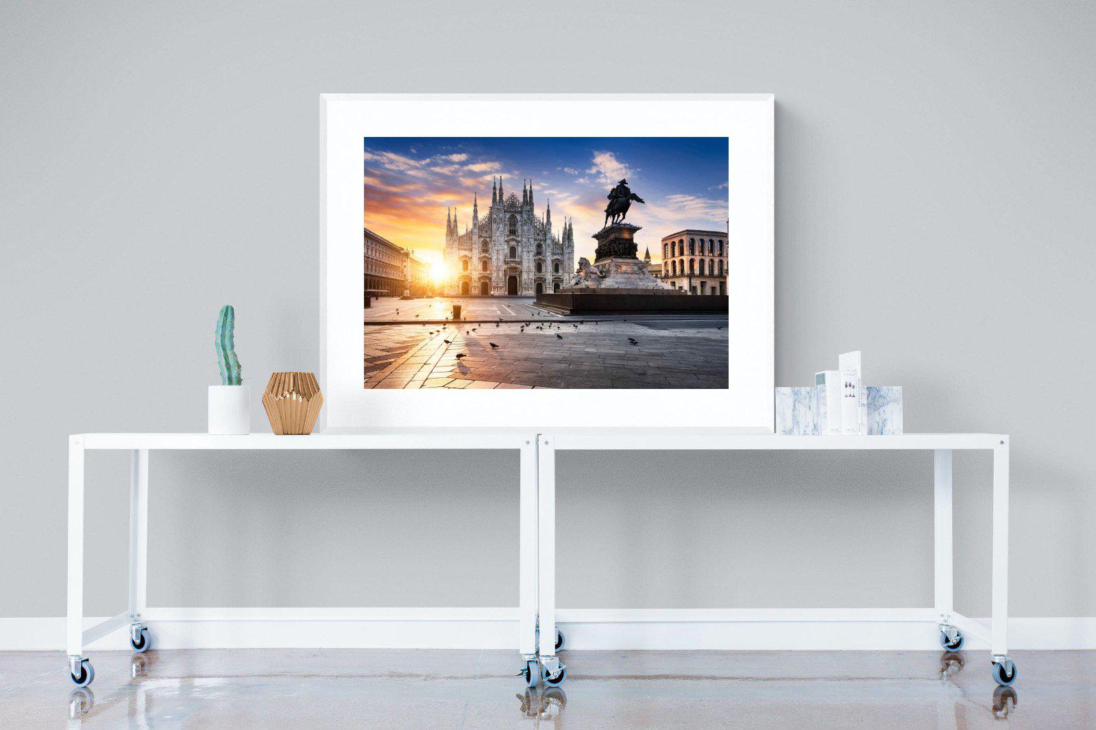 Piazza del Duomo-Wall_Art-120 x 90cm-Framed Print-White-Pixalot