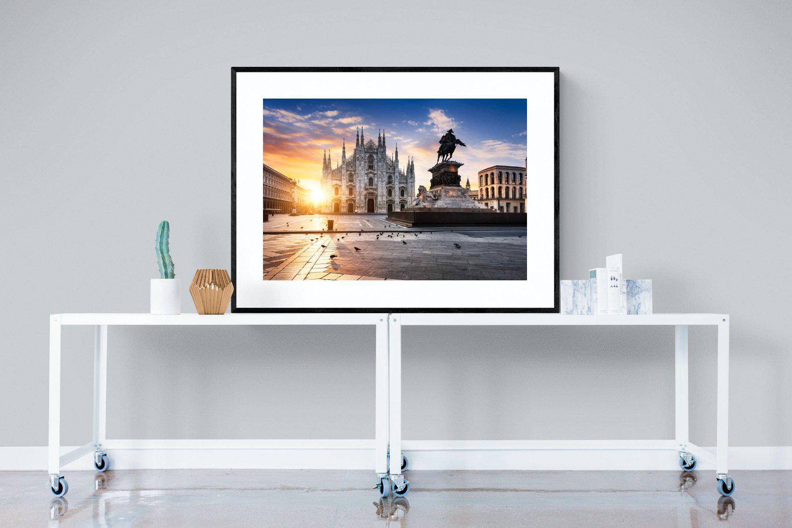 Piazza del Duomo-Wall_Art-120 x 90cm-Framed Print-Black-Pixalot