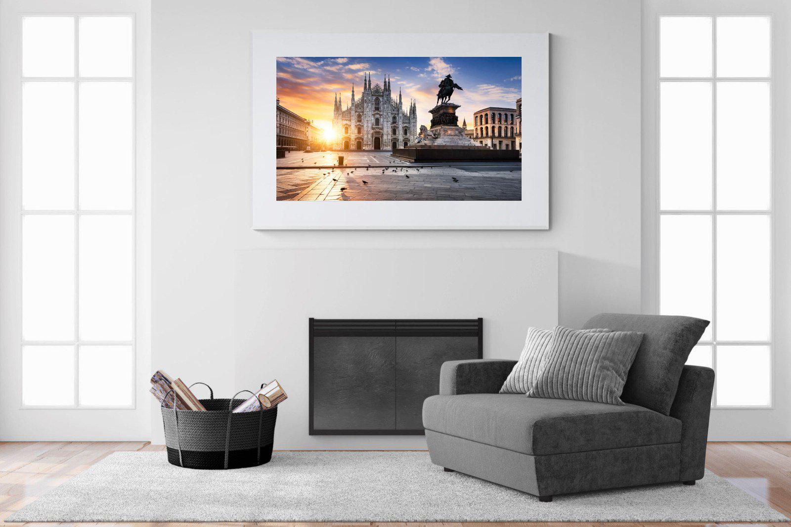 Piazza del Duomo-Wall_Art-150 x 100cm-Framed Print-White-Pixalot