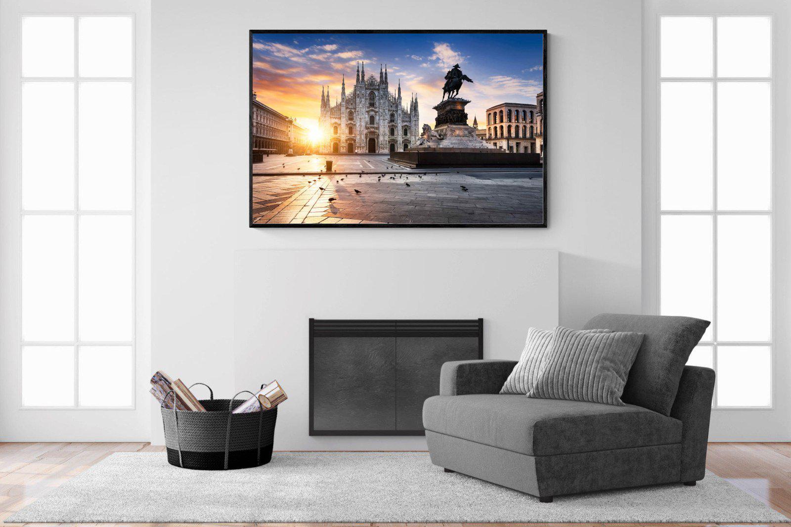 Piazza del Duomo-Wall_Art-150 x 100cm-Mounted Canvas-Black-Pixalot