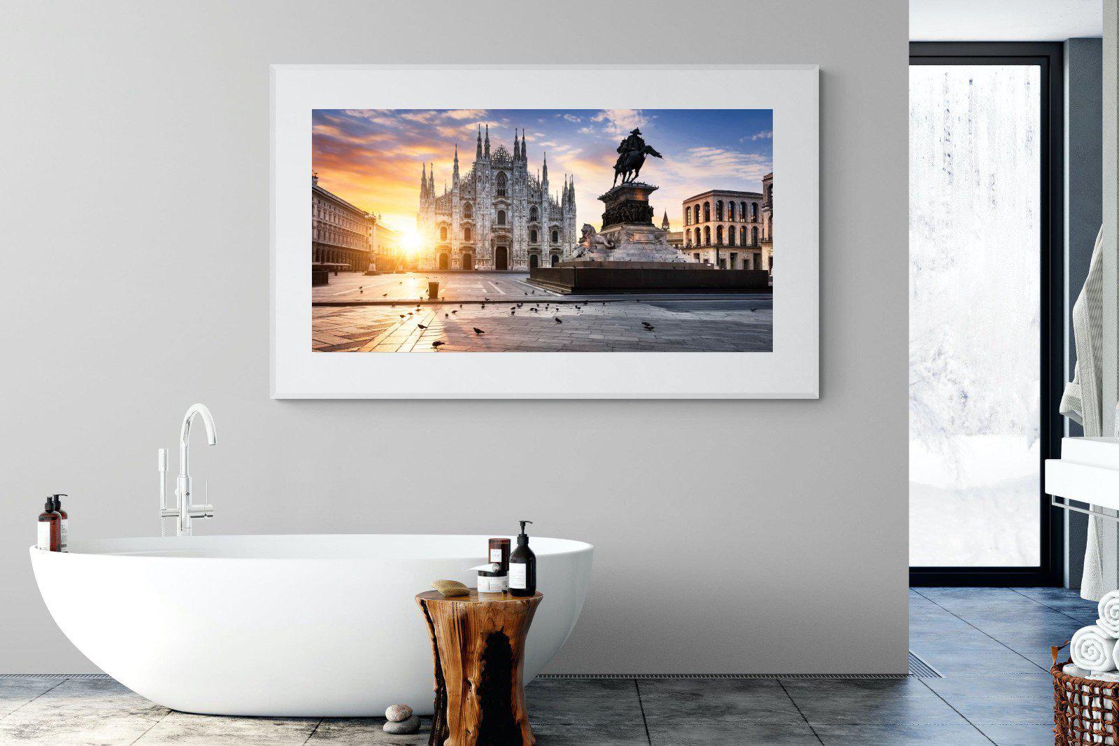 Piazza del Duomo-Wall_Art-180 x 110cm-Framed Print-White-Pixalot