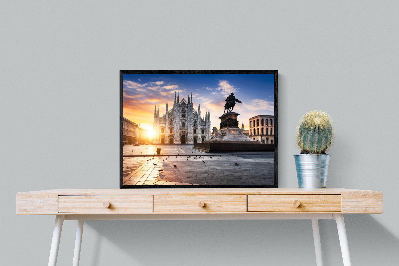 Piazza del Duomo-Wall_Art-80 x 60cm-Mounted Canvas-Black-Pixalot