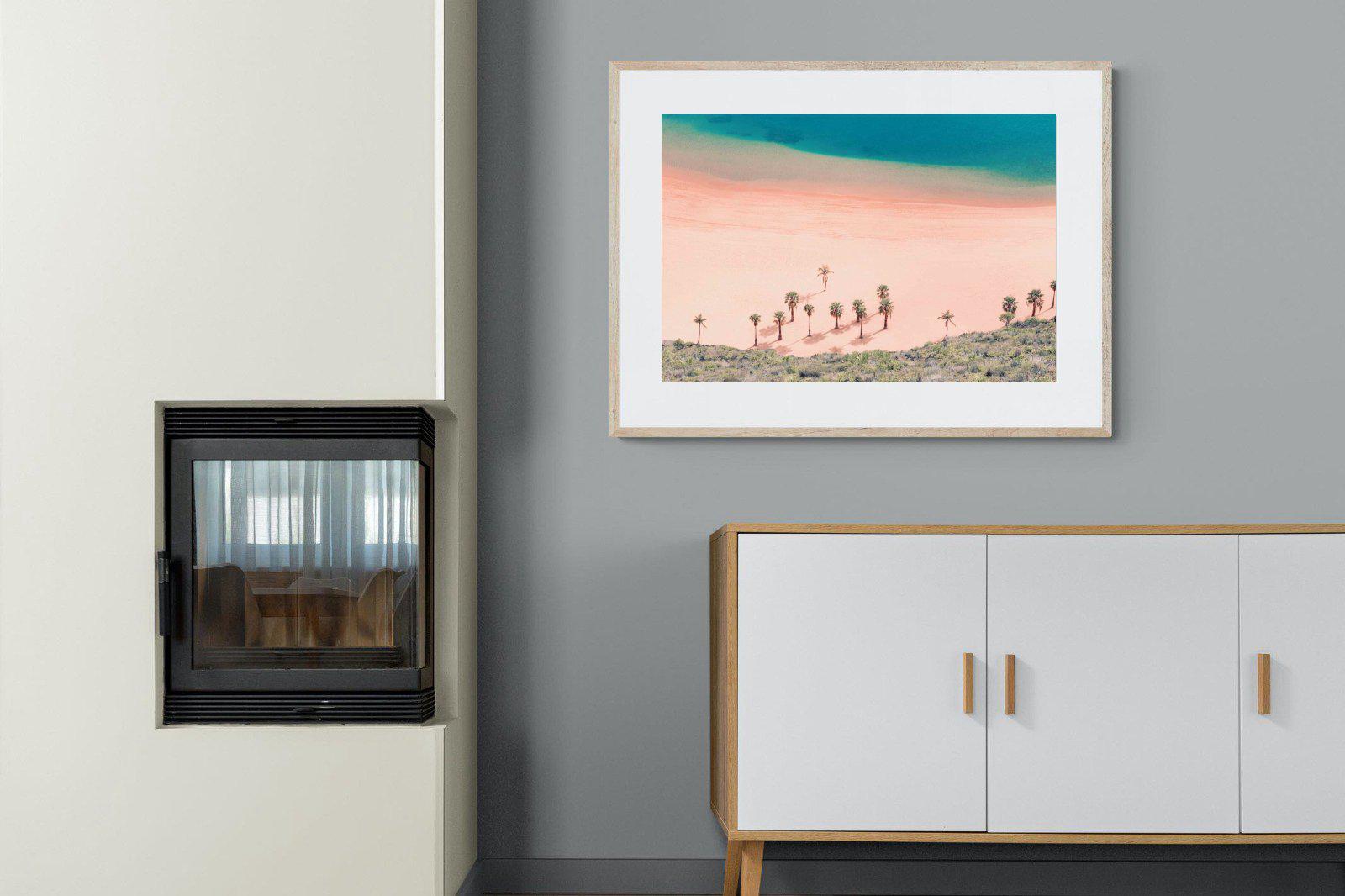 Pink Beach-Wall_Art-100 x 75cm-Framed Print-Wood-Pixalot
