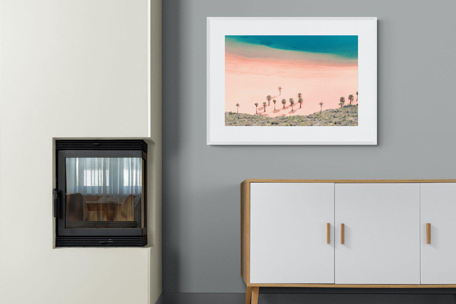 Pink Beach-Wall_Art-100 x 75cm-Framed Print-White-Pixalot