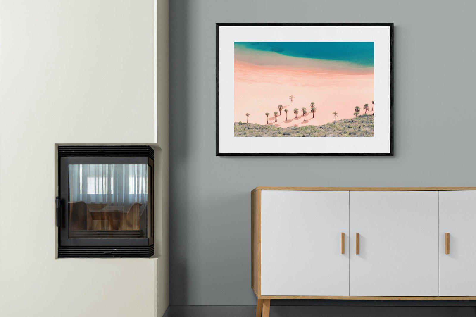 Pink Beach-Wall_Art-100 x 75cm-Framed Print-Black-Pixalot