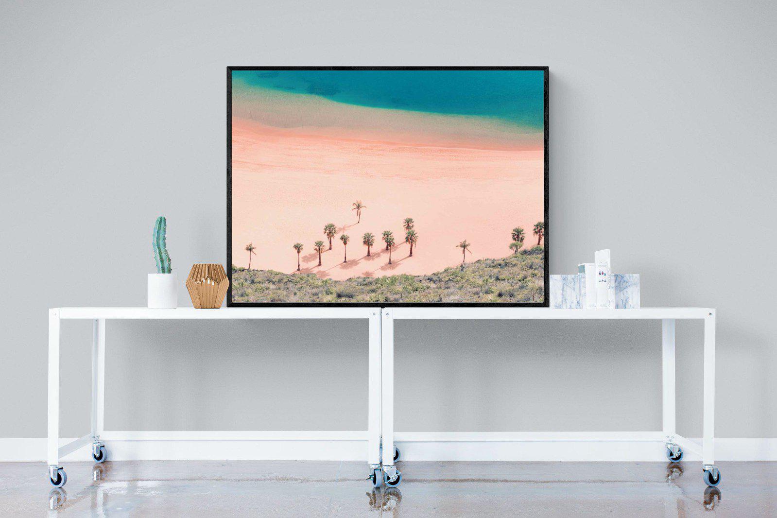 Pink Beach-Wall_Art-120 x 90cm-Mounted Canvas-Black-Pixalot