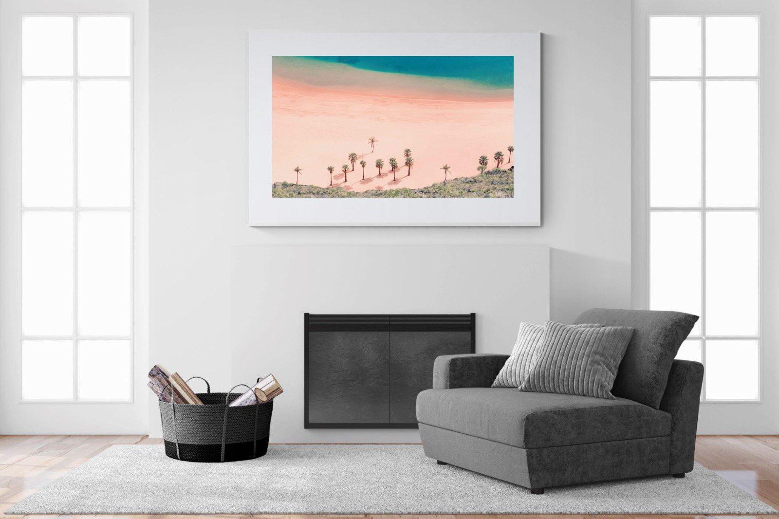 Pink Beach-Wall_Art-150 x 100cm-Framed Print-White-Pixalot
