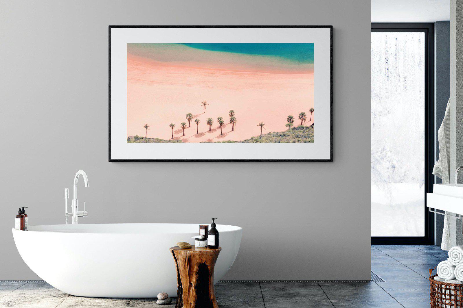 Pink Beach-Wall_Art-180 x 110cm-Framed Print-Black-Pixalot