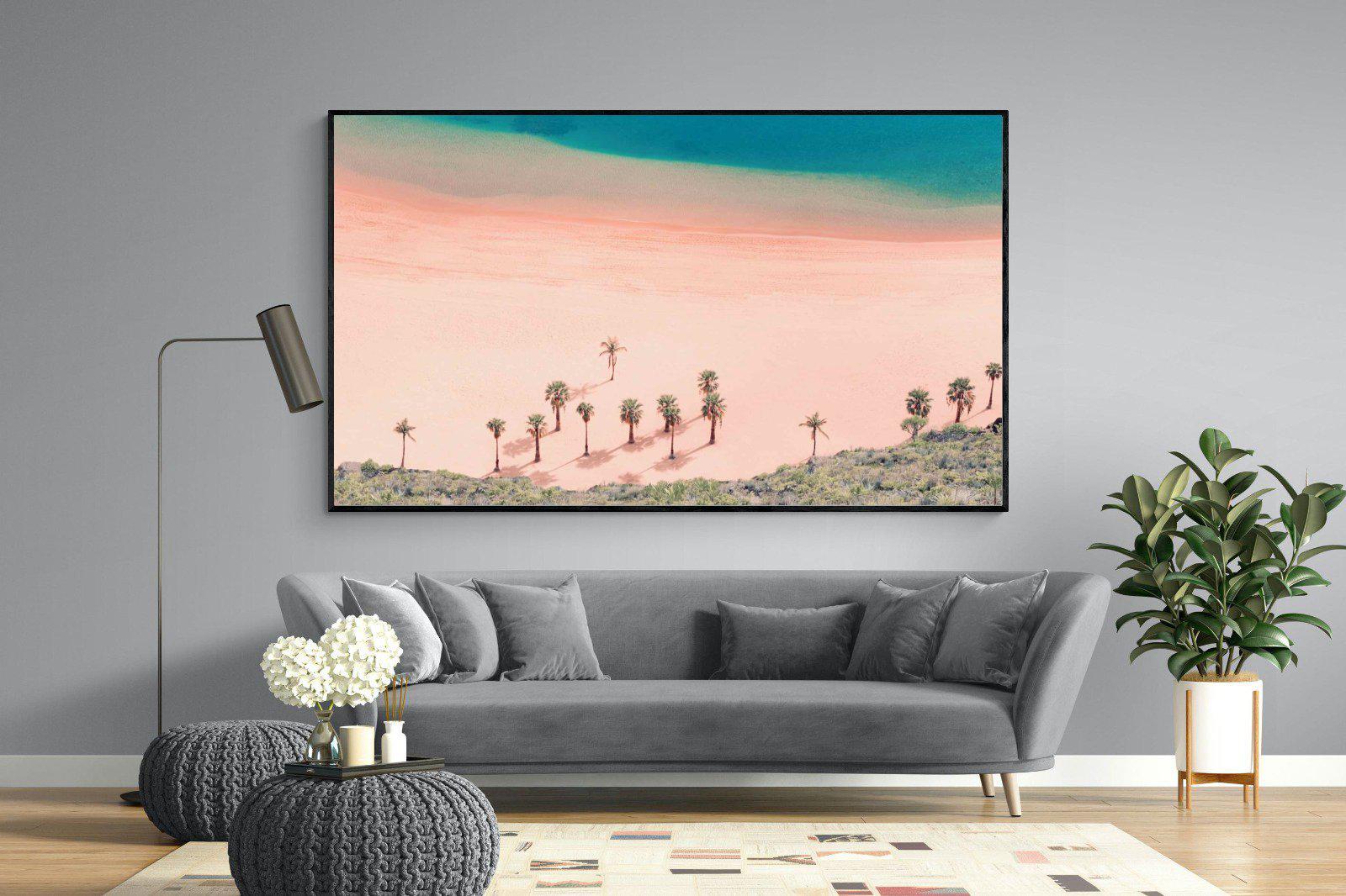 Pink Beach-Wall_Art-220 x 130cm-Mounted Canvas-Black-Pixalot