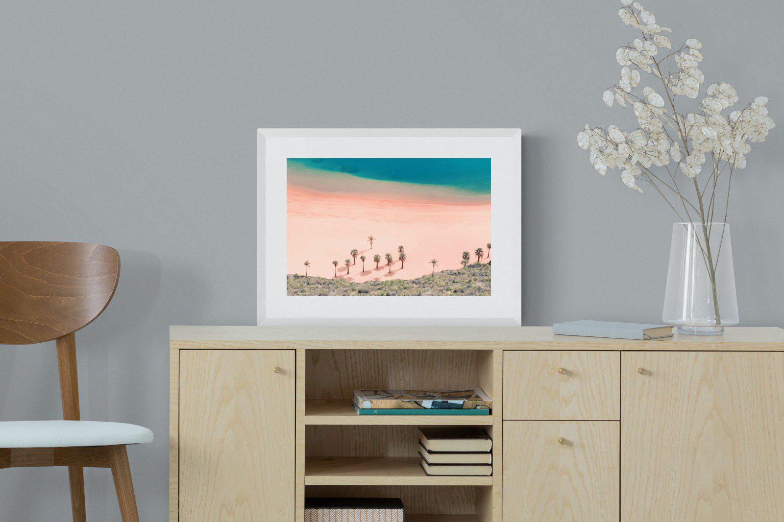 Pink Beach-Wall_Art-60 x 45cm-Framed Print-White-Pixalot