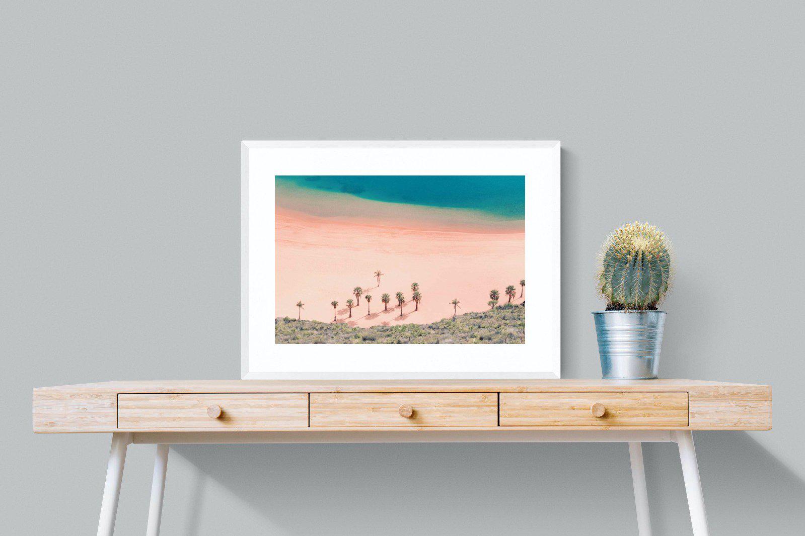 Pink Beach-Wall_Art-80 x 60cm-Framed Print-White-Pixalot