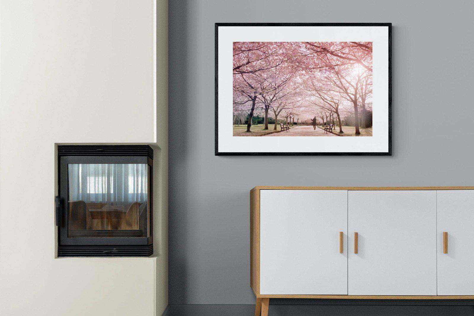 Pink Blossom-Wall_Art-100 x 75cm-Framed Print-Black-Pixalot