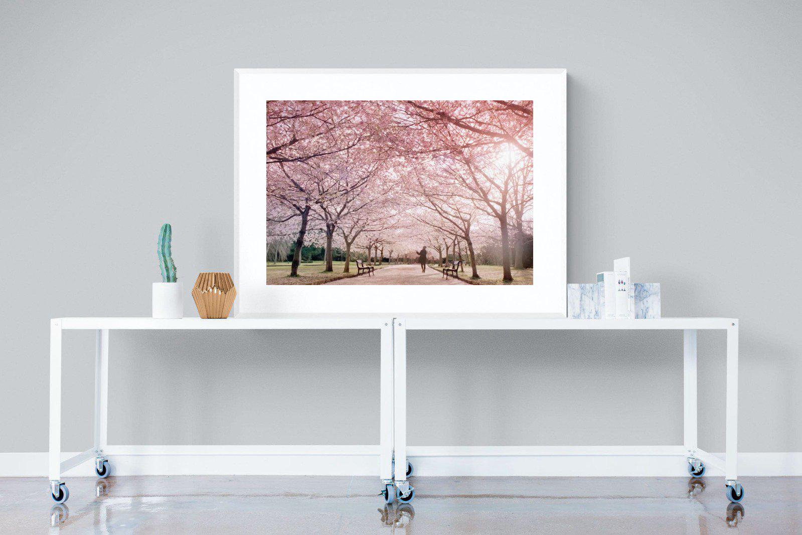 Pink Blossom-Wall_Art-120 x 90cm-Framed Print-White-Pixalot