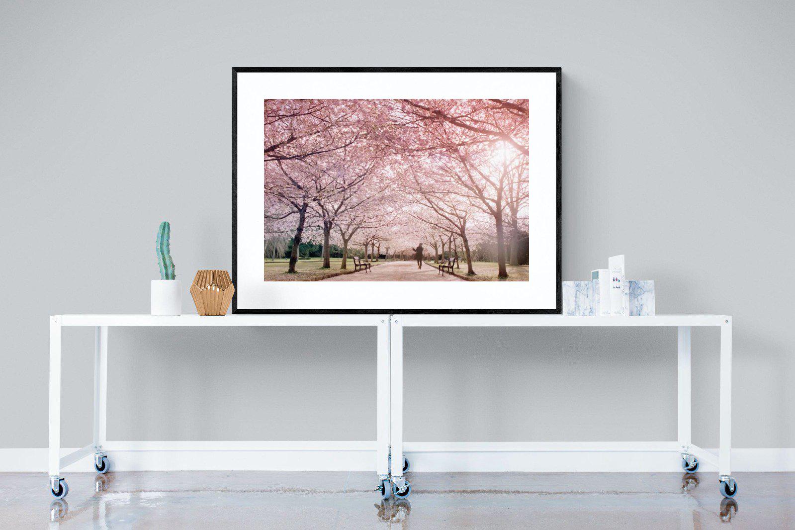 Pink Blossom-Wall_Art-120 x 90cm-Framed Print-Black-Pixalot