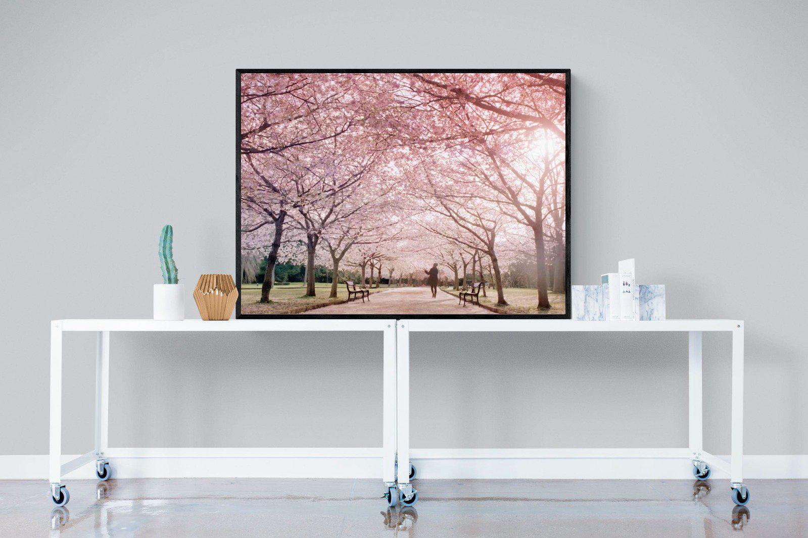Pink Blossom-Wall_Art-120 x 90cm-Mounted Canvas-Black-Pixalot