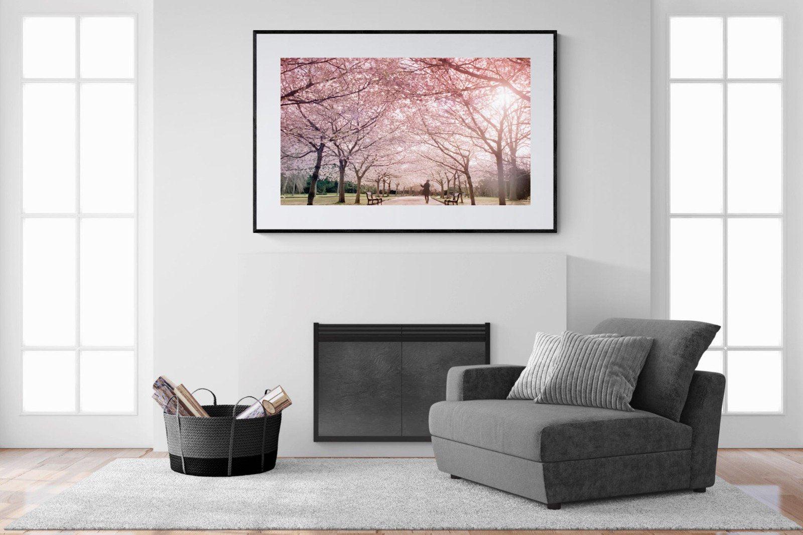 Pink Blossom-Wall_Art-150 x 100cm-Framed Print-Black-Pixalot