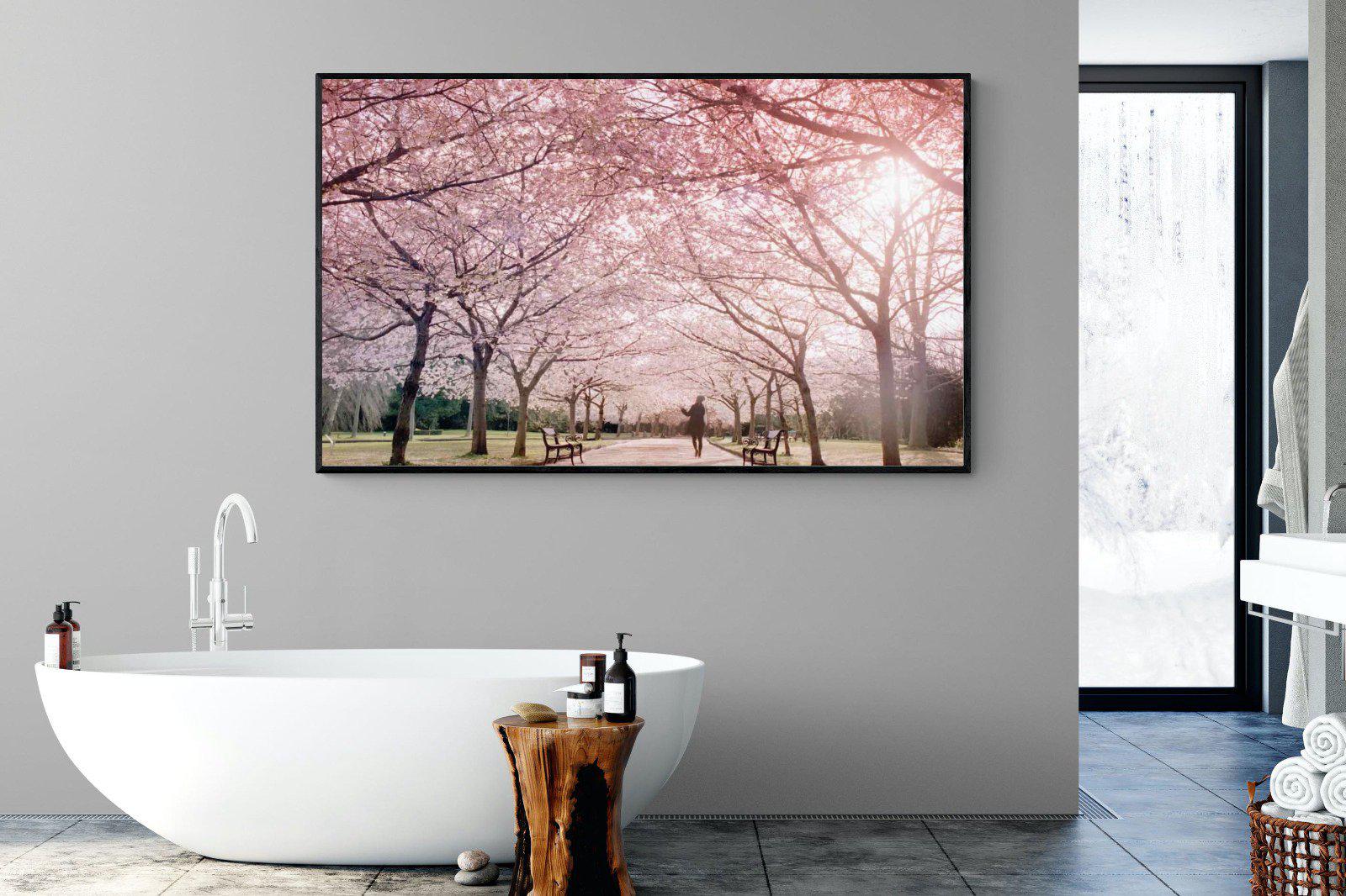 Pink Blossom-Wall_Art-180 x 110cm-Mounted Canvas-Black-Pixalot