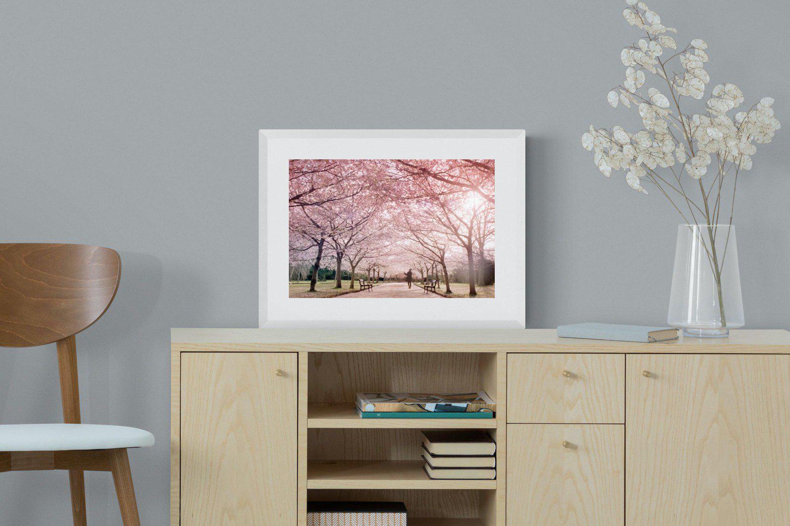 Pink Blossom-Wall_Art-60 x 45cm-Framed Print-White-Pixalot