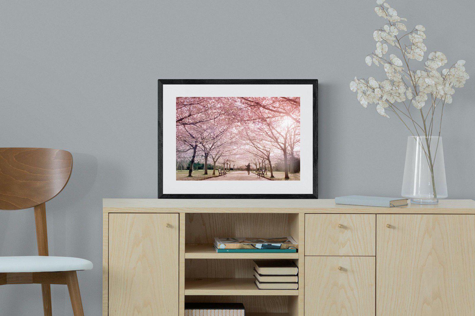 Pink Blossom-Wall_Art-60 x 45cm-Framed Print-Black-Pixalot