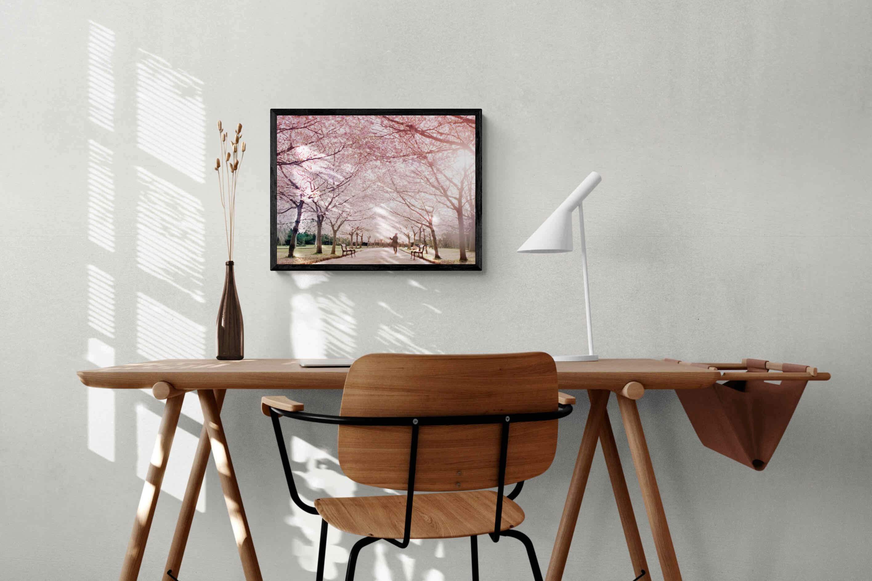 Pink Blossom-Wall_Art-60 x 45cm-Framed Print-Black (no mount border)-Pixalot