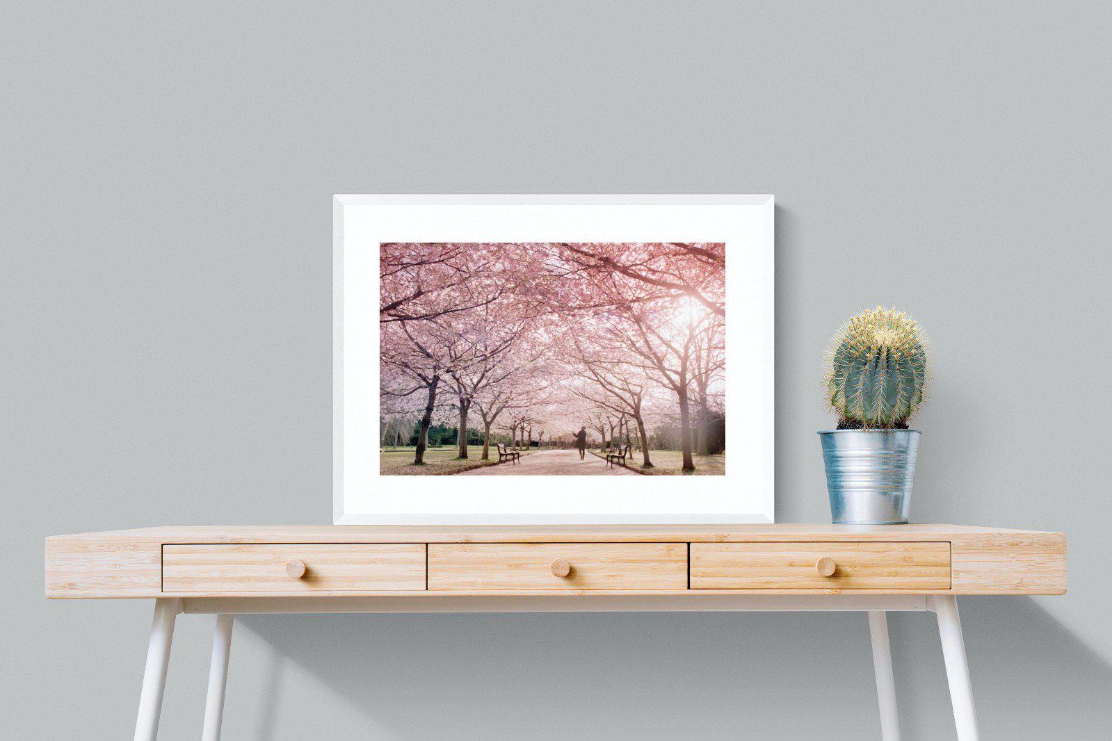 Pink Blossom-Wall_Art-80 x 60cm-Framed Print-White-Pixalot