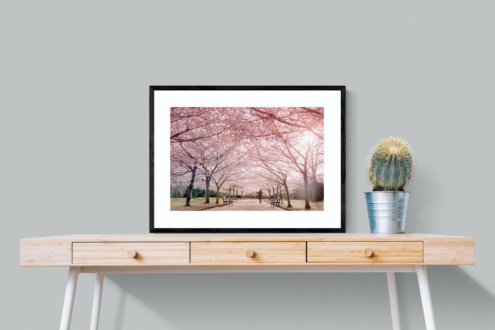 Pink Blossom-Wall_Art-80 x 60cm-Framed Print-Black-Pixalot