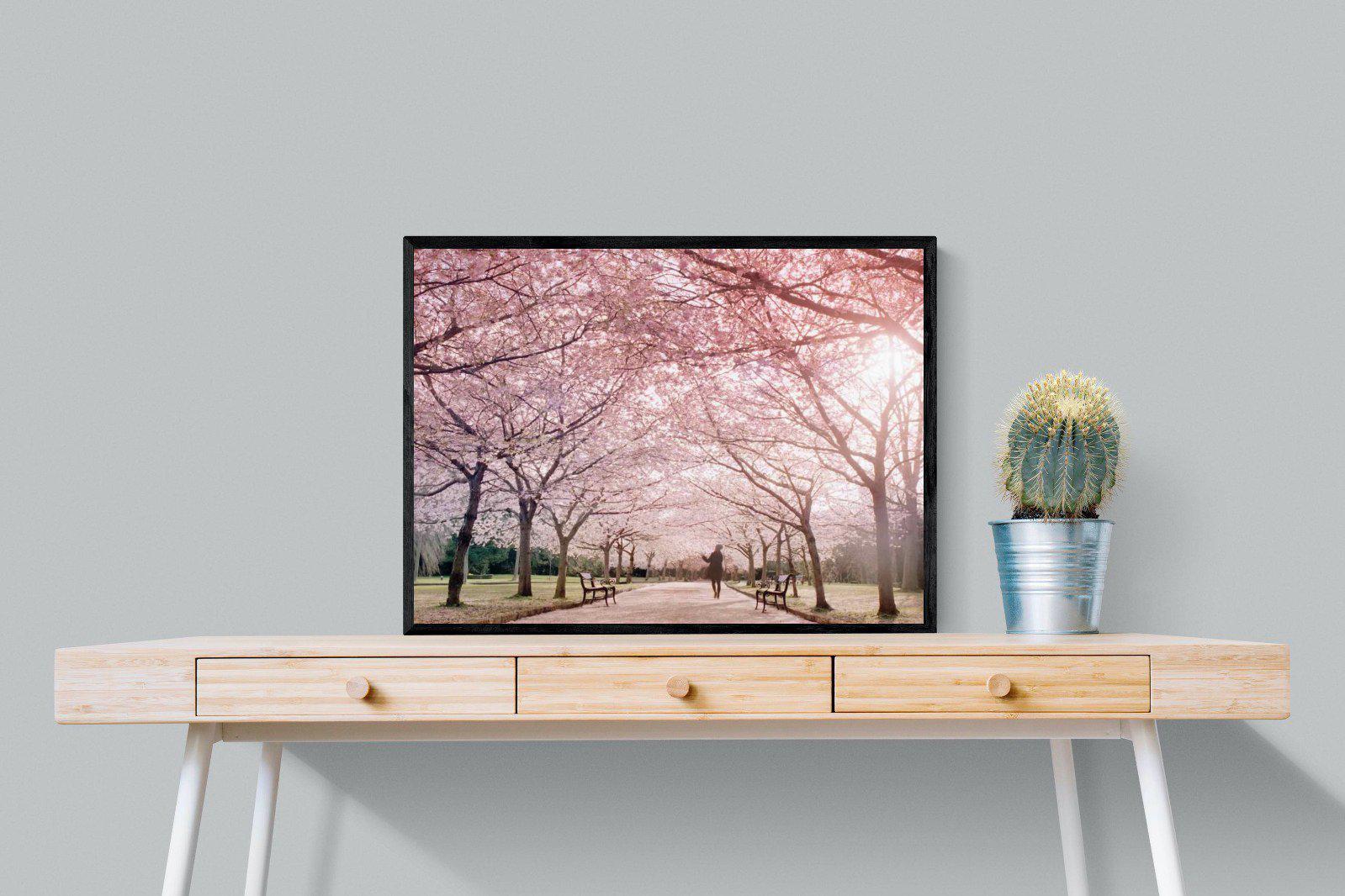 Pink Blossom-Wall_Art-80 x 60cm-Mounted Canvas-Black-Pixalot