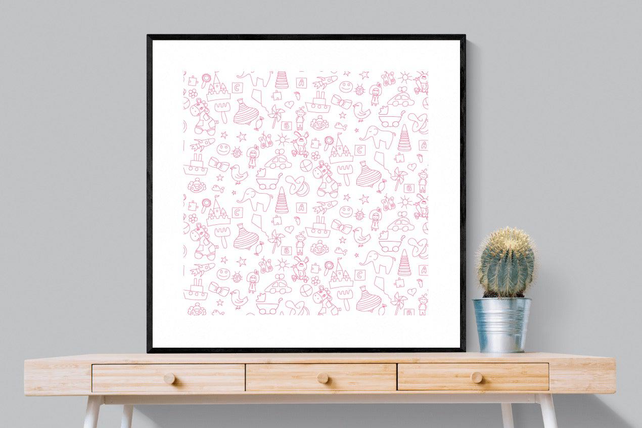 Pink Pattern-Wall_Art-100 x 100cm-Framed Print-Black-Pixalot