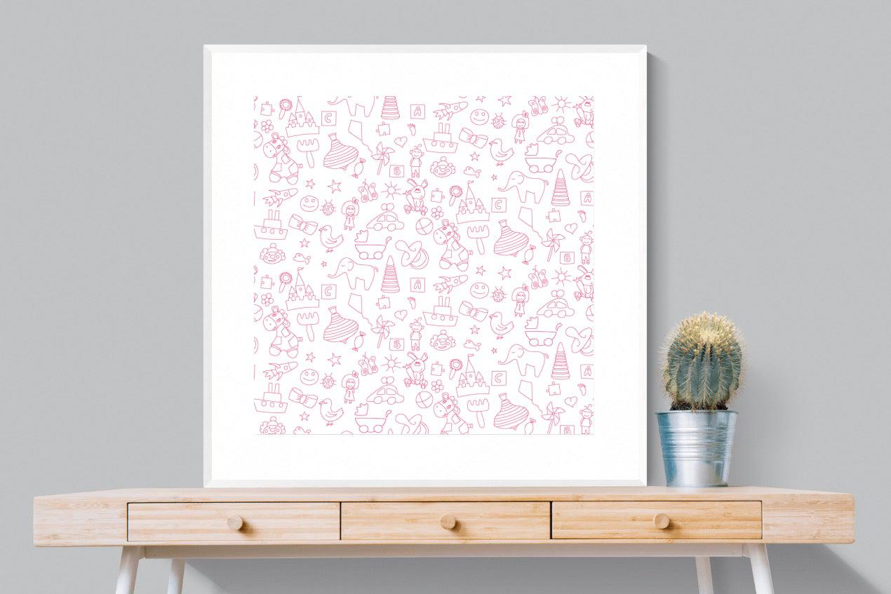 Pink Pattern-Wall_Art-100 x 100cm-Framed Print-White-Pixalot