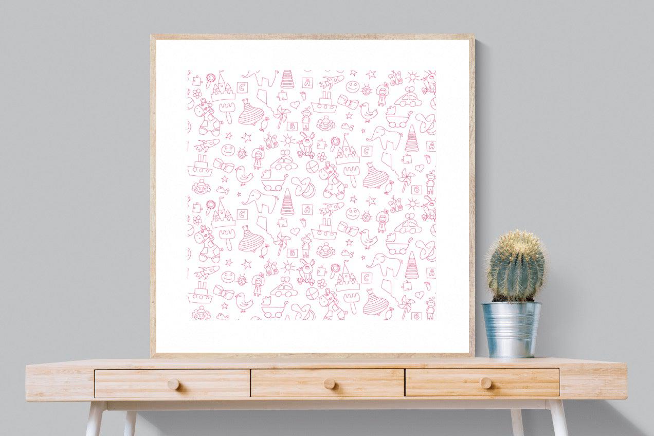 Pink Pattern-Wall_Art-100 x 100cm-Framed Print-Wood-Pixalot